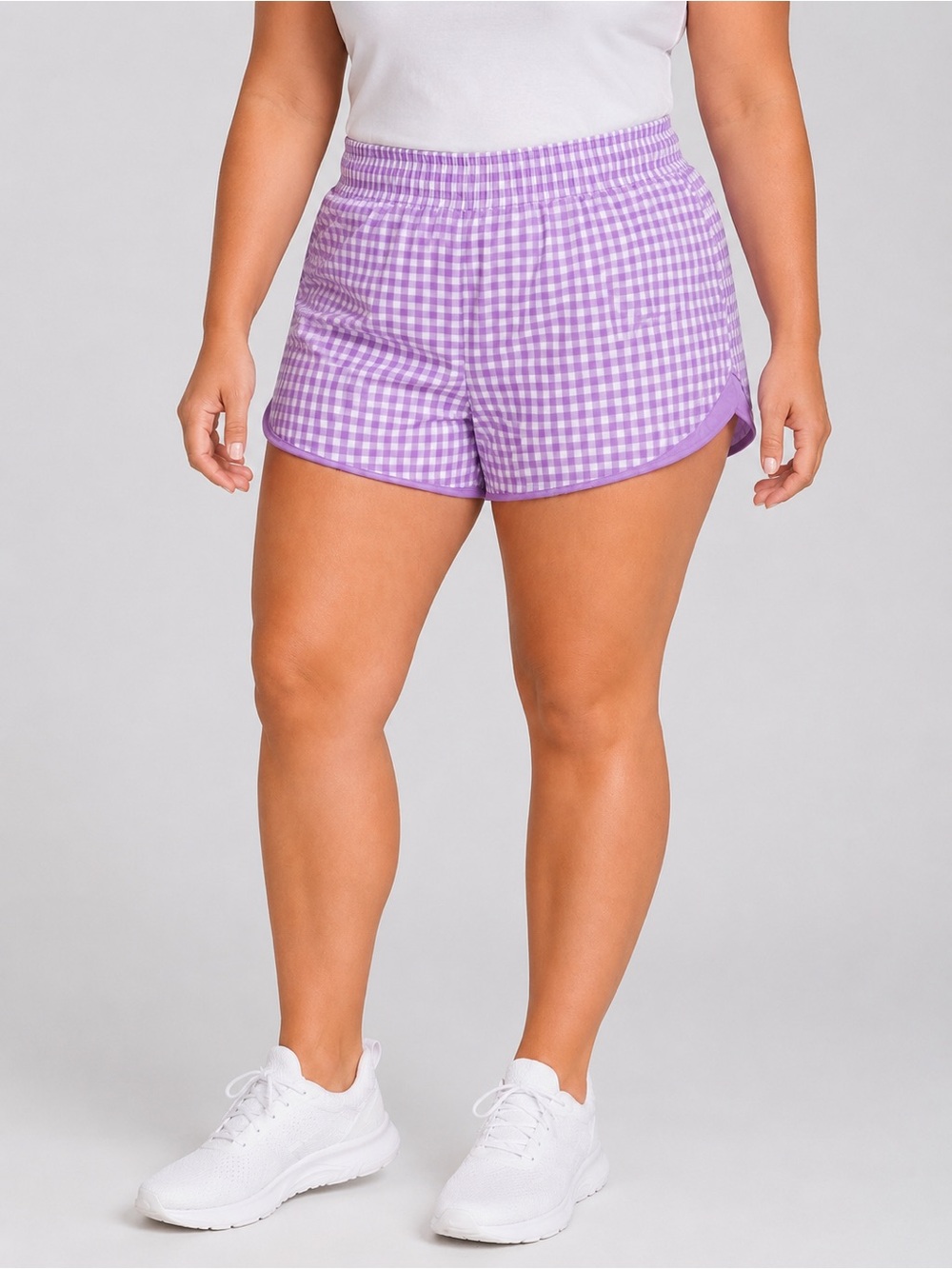 Athletic Works Women’s XL Purple Lavender Gingham Athletic Running Shorts